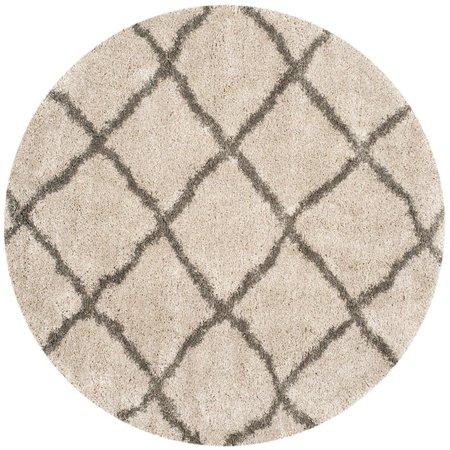 SAFAVIEH Belize Shag Power Loomed Round RugTaupe & Grey 6 ft.7 in. x 6 ft.7 in. SGB489D-6R